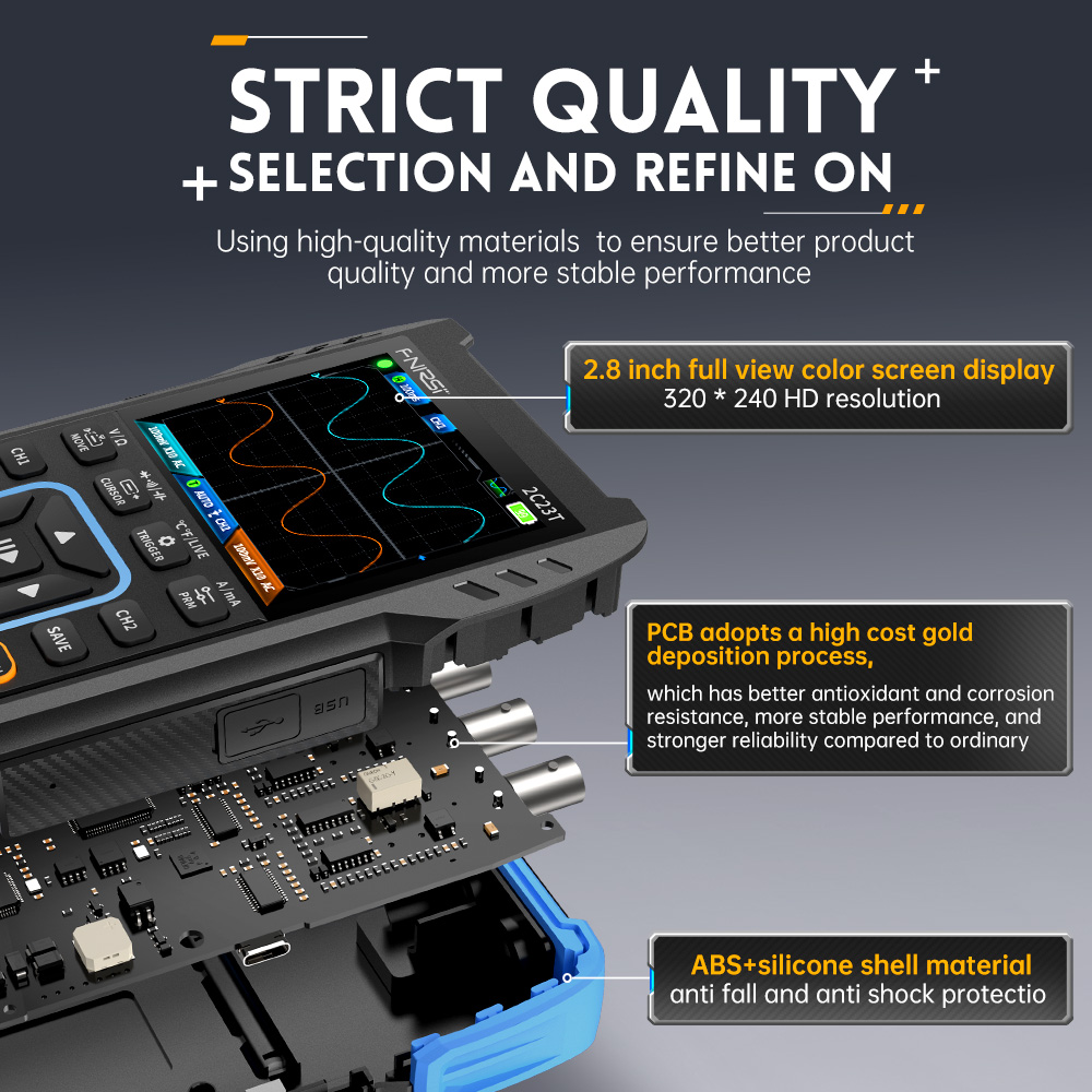 Fnirsi Digital Oscilloscope Handheld - 2C23T 3-in-1 digitale oscilloscoop 10MHz, draagbare